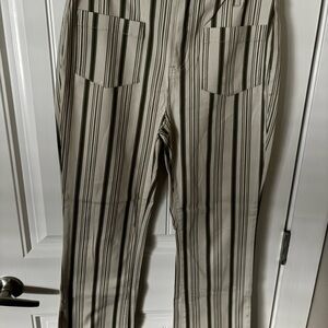 Forever 21 Woman’s Green and cream stripe pants straight leg.